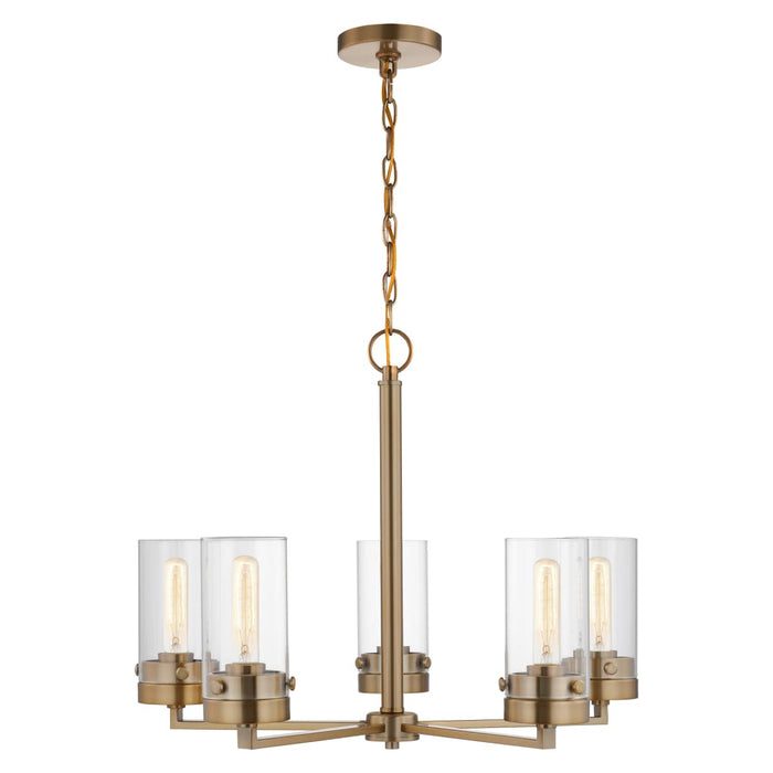 Chandelier Nuvo 60-7535 Intersection - 5 Light - Chandelier - Burnished Brass with Clear Glass Nuvo