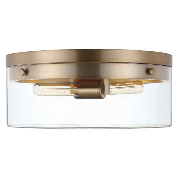 Flush Mount Nuvo 60-7536 Intersection - Small Flush Mount Fixture - Burnished Brass with Clear Glass Nuvo