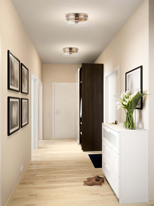 Flush Mount Nuvo 60-7536 Intersection - Small Flush Mount Fixture - Burnished Brass with Clear Glass Nuvo