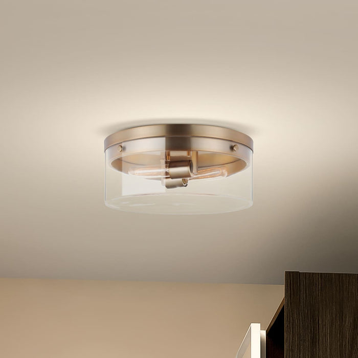 Flush Mount Nuvo 60-7536 Intersection - Small Flush Mount Fixture - Burnished Brass with Clear Glass Nuvo