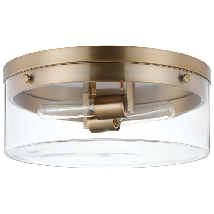 Flush Mount Nuvo 60-7536 Intersection - Small Flush Mount Fixture - Burnished Brass with Clear Glass Nuvo
