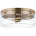 Flush Mount Nuvo 60-7536 Intersection - Small Flush Mount Fixture - Burnished Brass with Clear Glass Nuvo