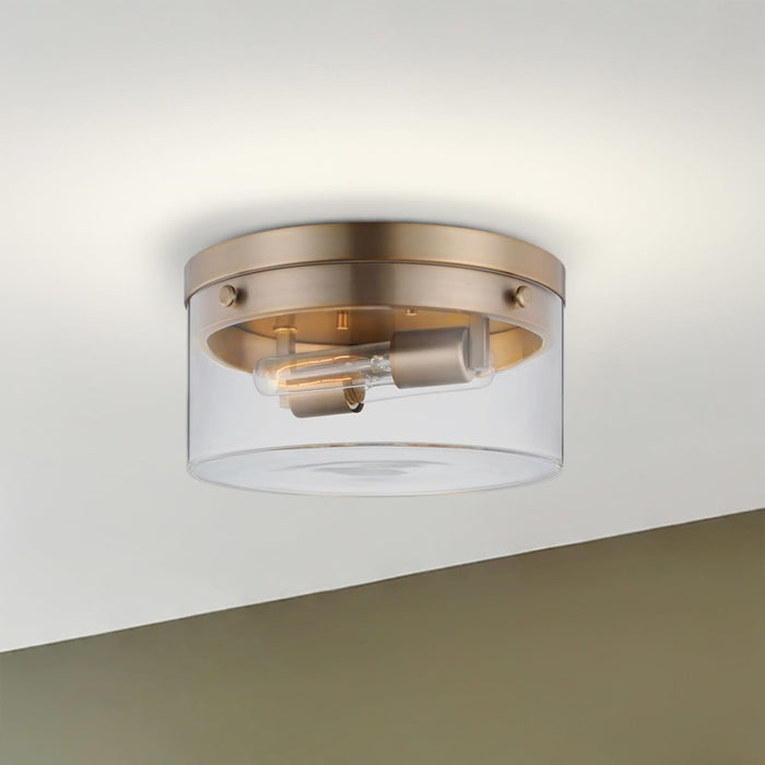 Flush Mount Nuvo 60-7537 Intersection - Medium Flush Mount Fixture - Burnished Brass with Clear Glass Nuvo