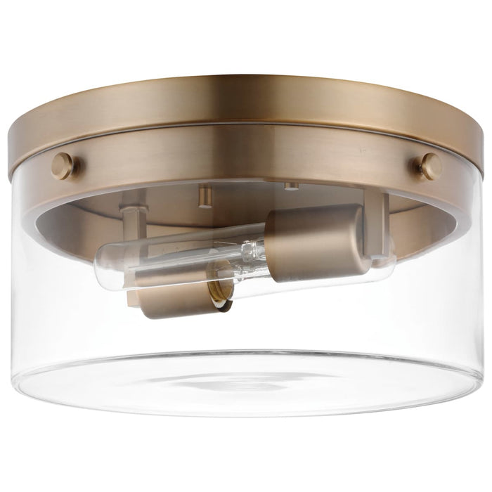 Flush Mount Nuvo 60-7537 Intersection - Medium Flush Mount Fixture - Burnished Brass with Clear Glass Nuvo