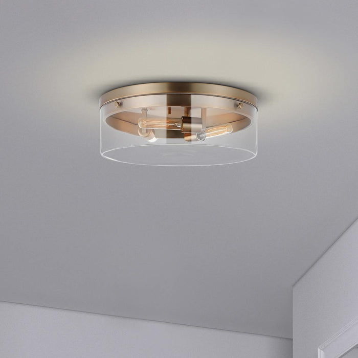 Flush Mount Nuvo 60-7538 Intersection - Large Flush Mount Fixture - Burnished Brass with Clear Glass Nuvo