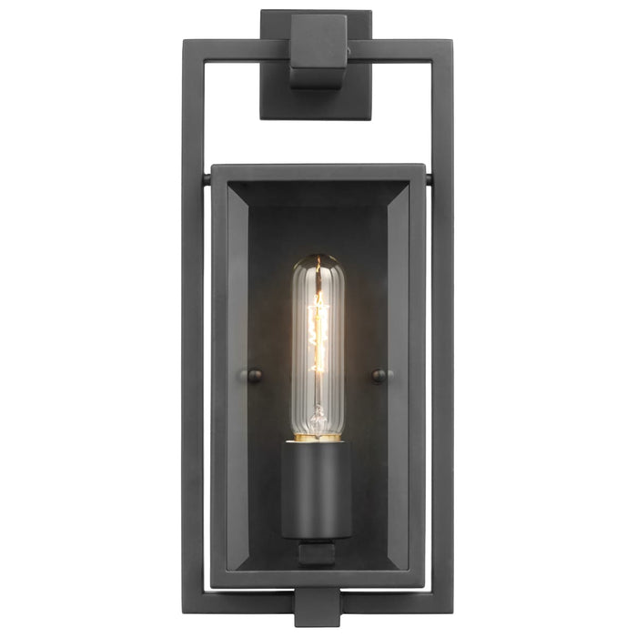 Wall Lantern Nuvo 60-7543 Exhibit - 1 Light - Small Wall Lantern - Matte Black Finish with Clear Beveled Glass Nuvo