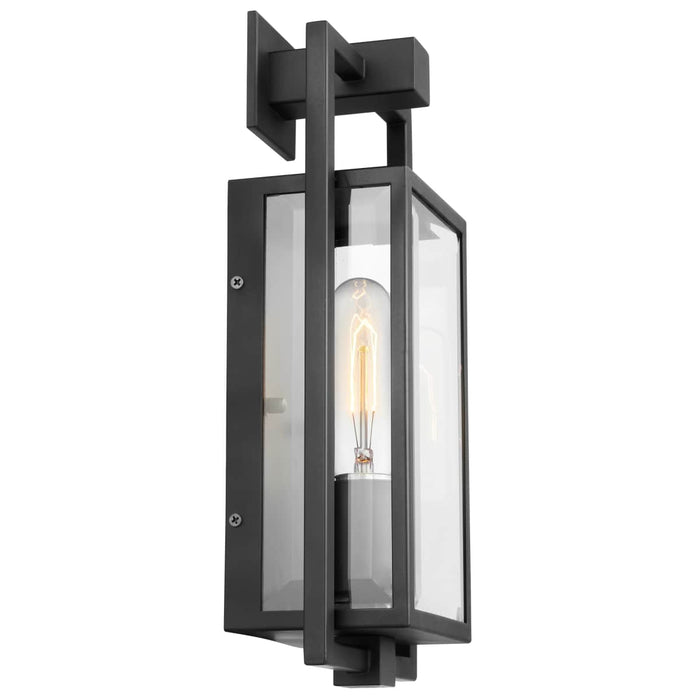 Wall Lantern Nuvo 60-7543 Exhibit - 1 Light - Small Wall Lantern - Matte Black Finish with Clear Beveled Glass Nuvo
