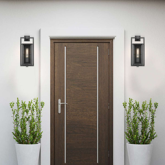 Wall Lantern Nuvo 60-7543 Exhibit - 1 Light - Small Wall Lantern - Matte Black Finish with Clear Beveled Glass Nuvo