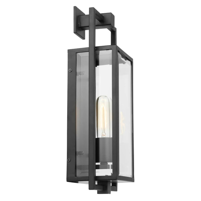 Wall Lantern Nuvo 60-7544 Exhibit - 1 Light - Medium Wall Lantern - Matte Black Finish with Clear Beveled Glass Nuvo