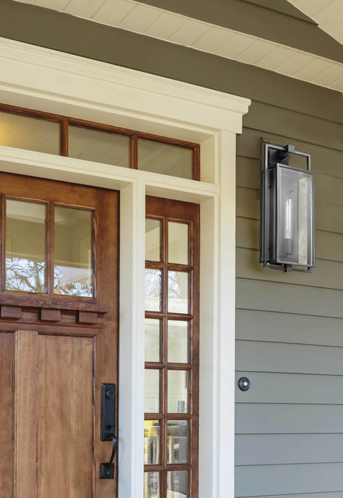 Wall Lantern Nuvo 60-7544 Exhibit - 1 Light - Medium Wall Lantern - Matte Black Finish with Clear Beveled Glass Nuvo