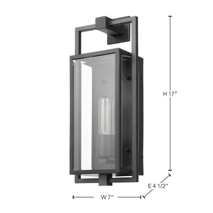 Wall Lantern Nuvo 60-7544 Exhibit - 1 Light - Medium Wall Lantern - Matte Black Finish with Clear Beveled Glass Nuvo