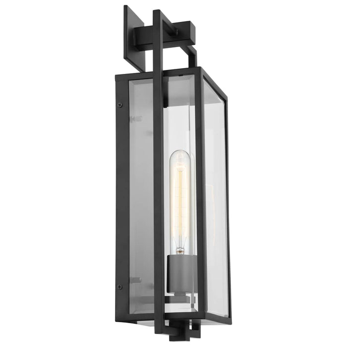Wall Lantern Nuvo 60-7545 Exhibit - 1 Light - Large Wall Lantern - Matte Black Finish with Clear Beveled Glass Nuvo