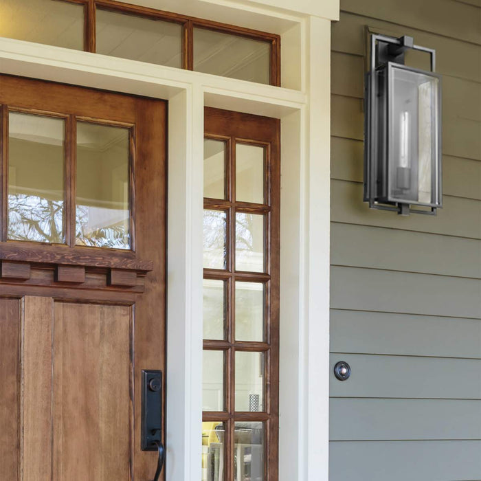 Wall Lantern Nuvo 60-7545 Exhibit - 1 Light - Large Wall Lantern - Matte Black Finish with Clear Beveled Glass Nuvo