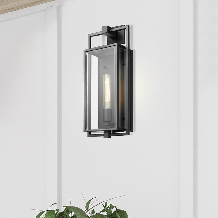 Wall Lantern Nuvo 60-7545 Exhibit - 1 Light - Large Wall Lantern - Matte Black Finish with Clear Beveled Glass Nuvo