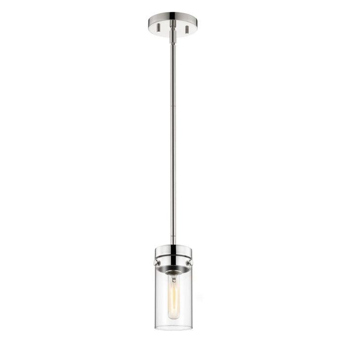 Mini Pendant Nuvo 60-7629 Intersection - 1 Light - Mini Pendant - Polished Nickel with Clear Glass - Polished Nickel Finish Nuvo