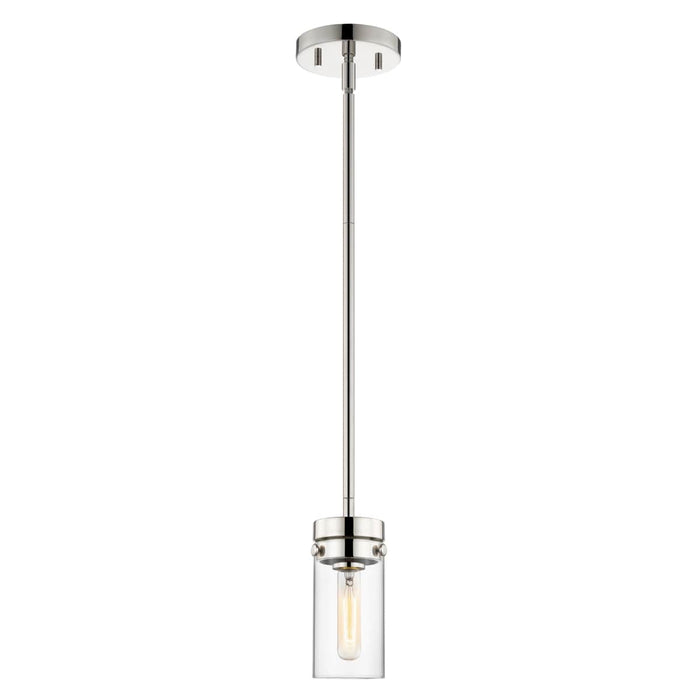 Mini Pendant Nuvo 60-7629 Intersection - 1 Light - Mini Pendant - Polished Nickel with Clear Glass - Polished Nickel Finish Nuvo