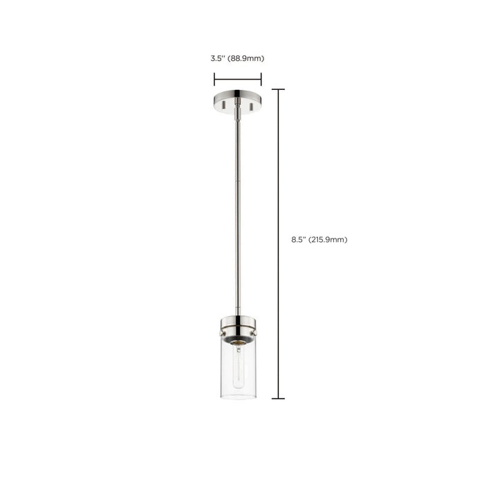 Mini Pendant Nuvo 60-7629 Intersection - 1 Light - Mini Pendant - Polished Nickel with Clear Glass - Polished Nickel Finish Nuvo