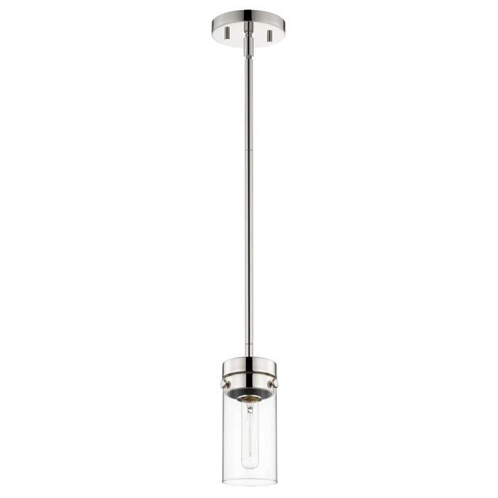 Mini Pendant Nuvo 60-7629 Intersection - 1 Light - Mini Pendant - Polished Nickel with Clear Glass - Polished Nickel Finish Nuvo