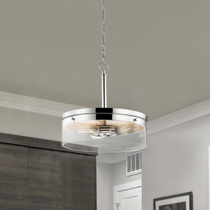 Pendant Nuvo 60-7630 Intersection - 3 Light - Pendant - Polished Nickel with Clear Glass - Polished Nickel Finish Nuvo
