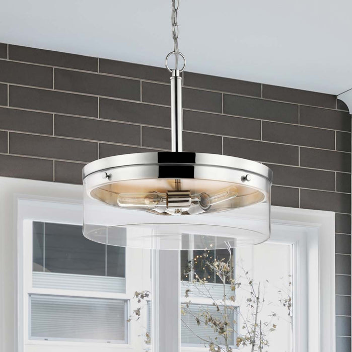 Pendant Nuvo 60-7630 Intersection - 3 Light - Pendant - Polished Nickel with Clear Glass - Polished Nickel Finish Nuvo