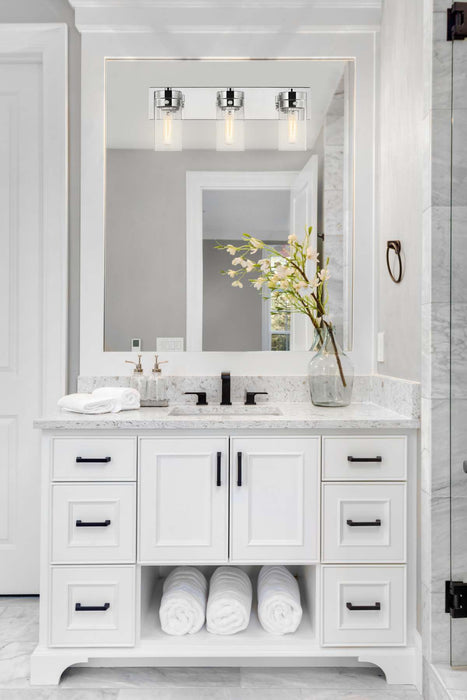 Vanity Nuvo 60-7633 Intersection - 3 Light - Vanity - Polished Nickel with Clear Glass - Polished Nickel Finish Nuvo