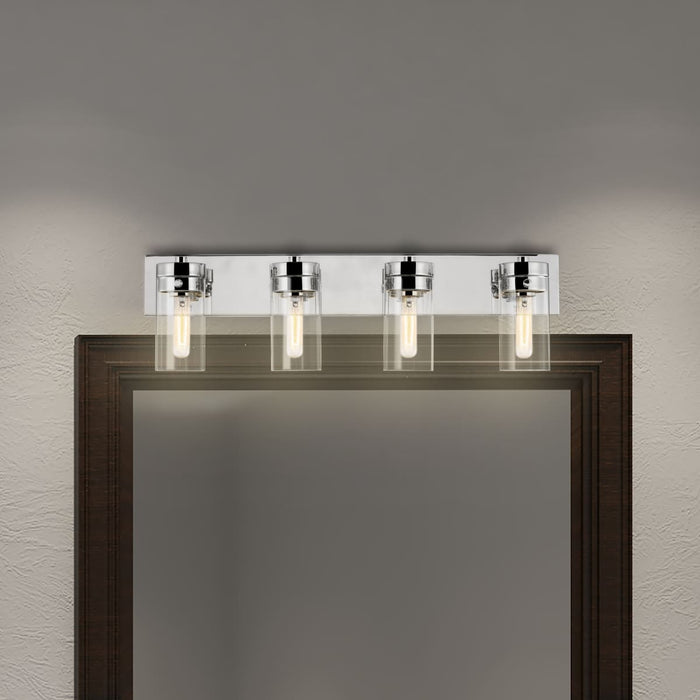 Vanity Nuvo 60-7634 Intersection - 4 Light - Vanity - Polished Nickel with Clear Glass - Polished Nickel Finish Nuvo