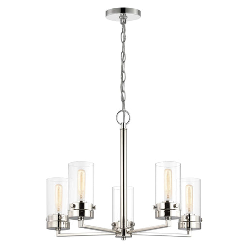 Chandelier Nuvo 60-7635 Intersection - 5 Light - Chandelier - Polished Nickel with Clear Glass - Polished Nickel Finish Nuvo