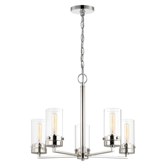 Chandelier Nuvo 60-7635 Intersection - 5 Light - Chandelier - Polished Nickel with Clear Glass - Polished Nickel Finish Nuvo