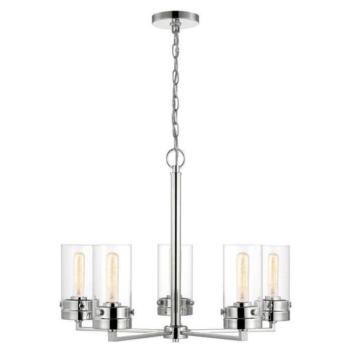 Chandelier Nuvo 60-7635 Intersection - 5 Light - Chandelier - Polished Nickel with Clear Glass - Polished Nickel Finish Nuvo