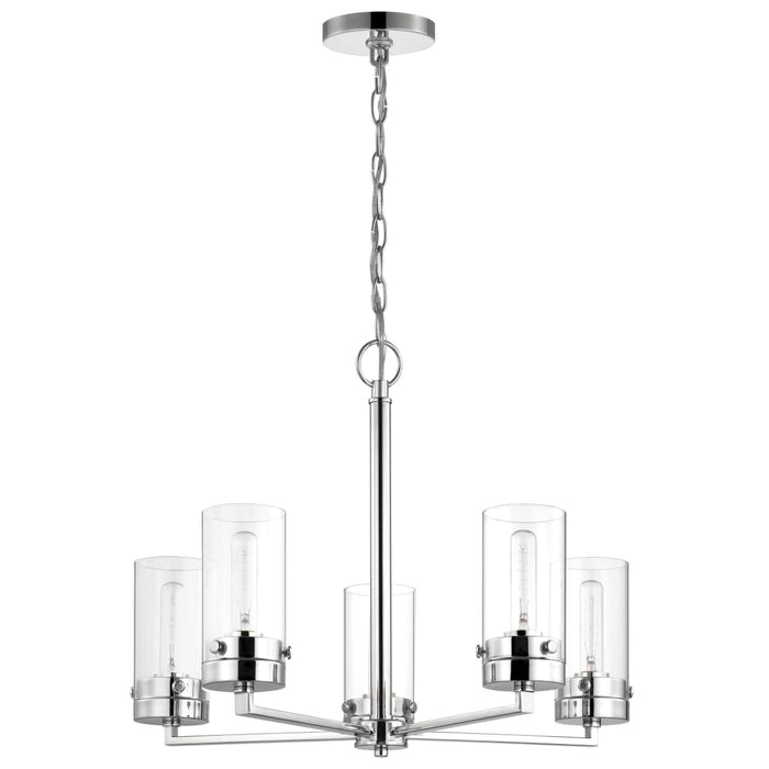Chandelier Nuvo 60-7635 Intersection - 5 Light - Chandelier - Polished Nickel with Clear Glass - Polished Nickel Finish Nuvo