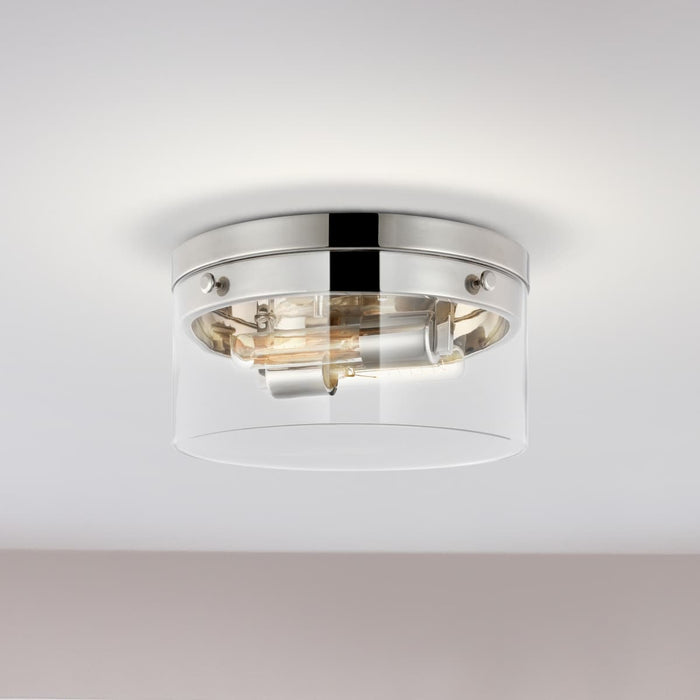 Flush Mount Nuvo 60-7636 Intersection - Small Flush Mount Fixture - Polished Nickel with Clear Glass - Polished Nickel Finish Nuvo