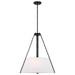 Pendant Nuvo 60-7696 Brewster - 3 Light Pendant - Black Finish - Faux Leather Wrapped Straps - White Textile Shade Nuvo