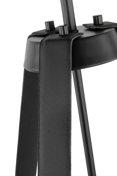 Pendant Nuvo 60-7696 Brewster - 3 Light Pendant - Black Finish - Faux Leather Wrapped Straps - White Textile Shade Nuvo