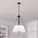 Pendant Nuvo 60-7696 Brewster - 3 Light Pendant - Black Finish - Faux Leather Wrapped Straps - White Textile Shade Nuvo