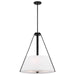 Pendant Nuvo 60-7696 Brewster - 3 Light Pendant - Black Finish - Faux Leather Wrapped Straps - White Textile Shade Nuvo