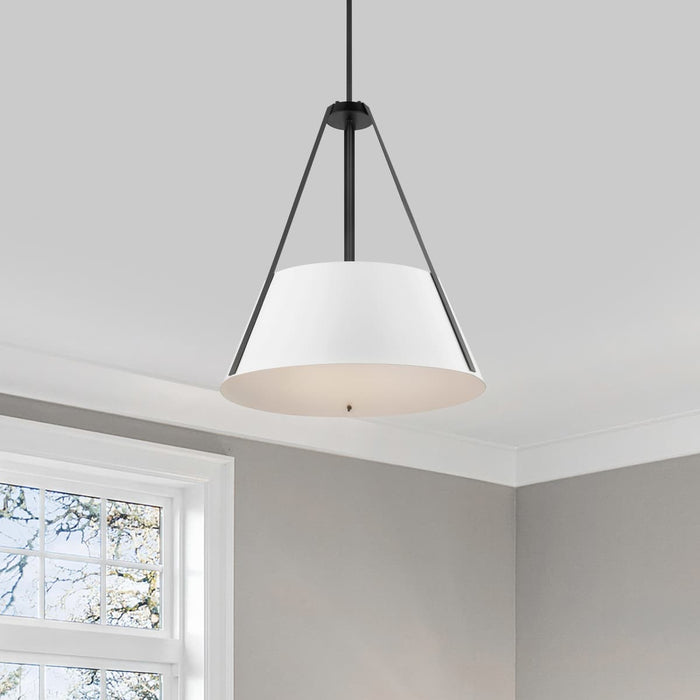 Pendant Nuvo 60-7697 Brewster - 3 Light Pendant - Black Finish - White Metal Shade Nuvo