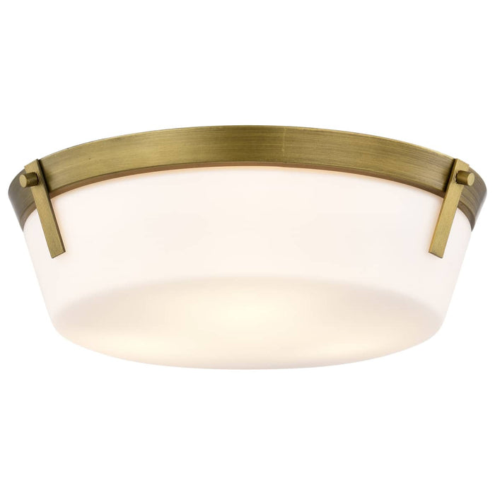 Flush Mount Nuvo 60-7750 Rowen 3 Light Flush Mount - Natural Brass Finish - Etched White Glass Nuvo