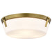Flush Mount Nuvo 60-7750 Rowen 3 Light Flush Mount - Natural Brass Finish - Etched White Glass Nuvo