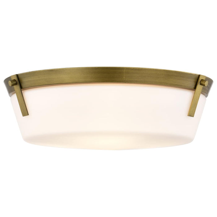 Flush Mount Nuvo 60-7750 Rowen 3 Light Flush Mount - Natural Brass Finish - Etched White Glass Nuvo
