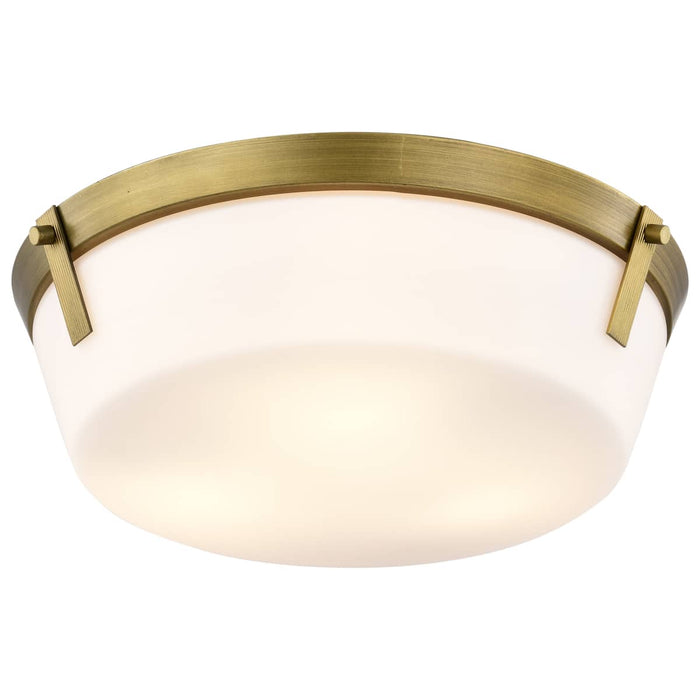 Flush Mount Nuvo 60-7750 Rowen 3 Light Flush Mount - Natural Brass Finish - Etched White Glass Nuvo