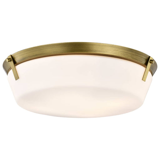 Flush Mount Nuvo 60-7751 Rowen 4 Light Flush Mount - Natural Brass Finish - Etched White Glass Nuvo