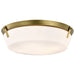 Flush Mount Nuvo 60-7751 Rowen 4 Light Flush Mount - Natural Brass Finish - Etched White Glass Nuvo