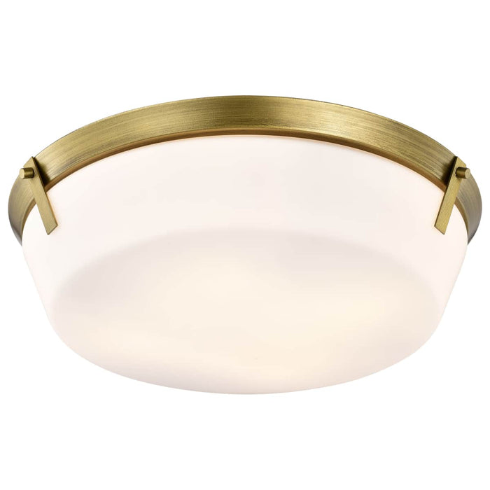 Flush Mount Nuvo 60-7751 Rowen 4 Light Flush Mount - Natural Brass Finish - Etched White Glass Nuvo