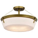 Semi Flush Mount Nuvo 60-7752 Rowen 4 Light Semi Flush - Natural Brass Finish - Etched White Glass Nuvo