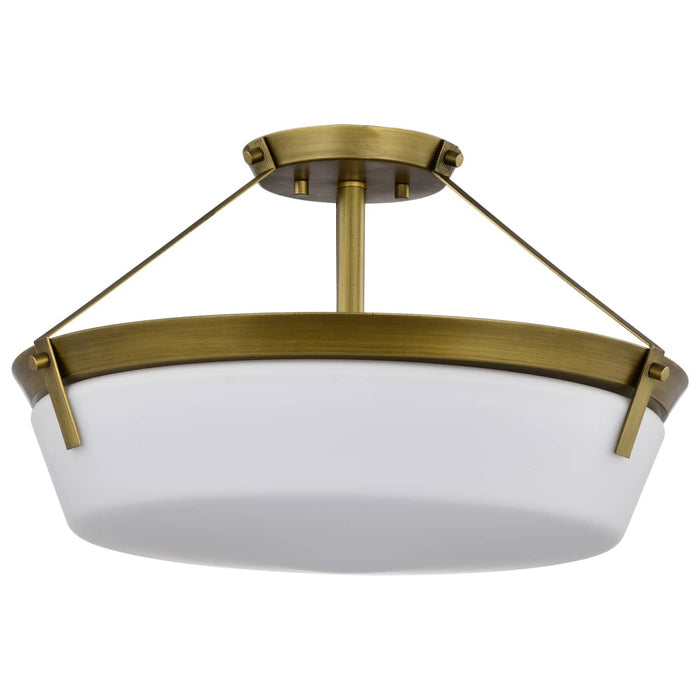 Semi Flush Mount Nuvo 60-7752 Rowen 4 Light Semi Flush - Natural Brass Finish - Etched White Glass Nuvo