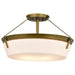 Semi Flush Mount Nuvo 60-7752 Rowen 4 Light Semi Flush - Natural Brass Finish - Etched White Glass Nuvo