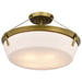 Semi Flush Mount Nuvo 60-7752 Rowen 4 Light Semi Flush - Natural Brass Finish - Etched White Glass Nuvo