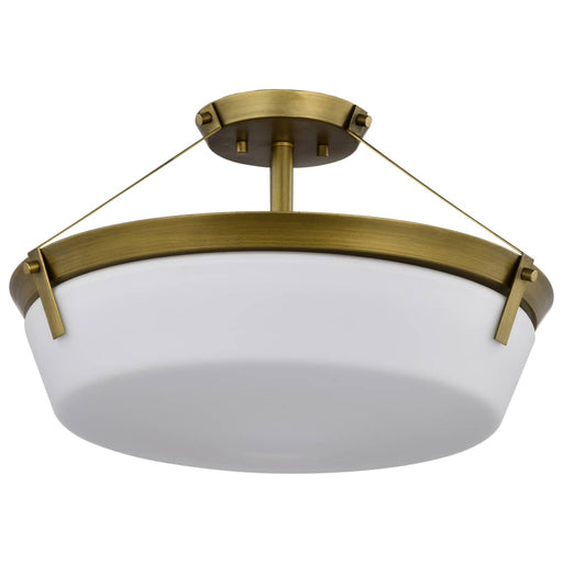Semi Flush Mount Nuvo 60-7752 Rowen 4 Light Semi Flush - Natural Brass Finish - Etched White Glass Nuvo