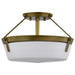 Semi Flush Mount Nuvo 60-7753 Rowen 3 Light Semi Flush - Natural Brass Finish - Etched White Glass Nuvo