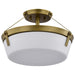 Semi Flush Mount Nuvo 60-7753 Rowen 3 Light Semi Flush - Natural Brass Finish - Etched White Glass Nuvo